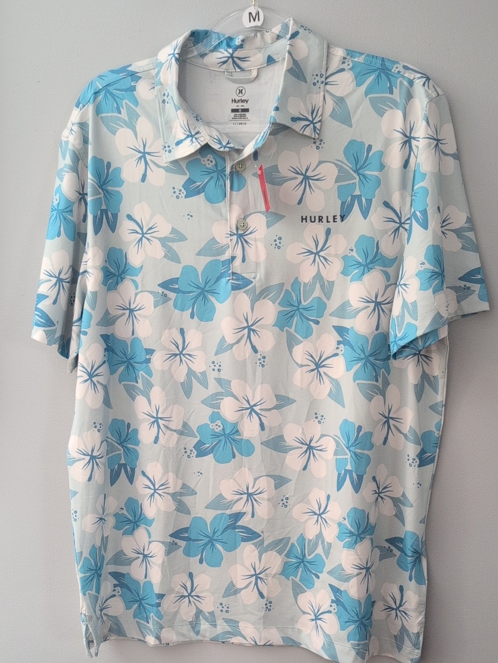 Hurley Men Blue & White Floral Polo